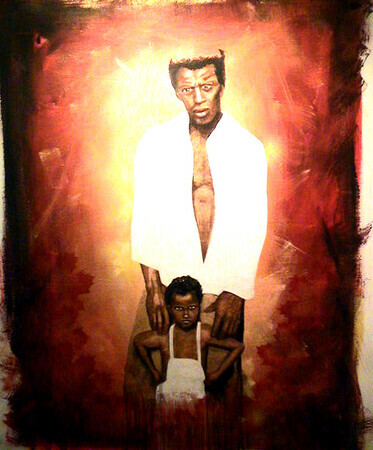 "Father and Son" acrylic and oil on canvas