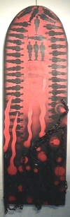 Inside The Brook" acrylic & plastic on canvas on wood panel 24"x76"