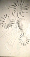 Three Graces 24"x48"x8" tin,cotten plaster, enamel on wood