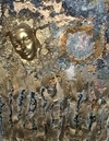 Timeless Soul 24"x36"x6" styrafoam tin acrylic, enamel & gold leaf on wood
